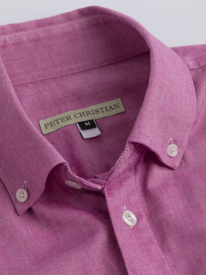 Close Up of Pink Short Sleeve Popover Shirt Collar