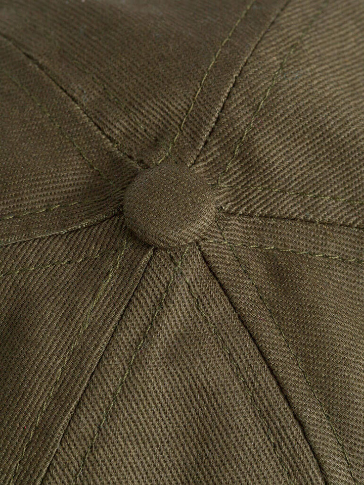 Mens Green Cotton Baseball Cap Fabric