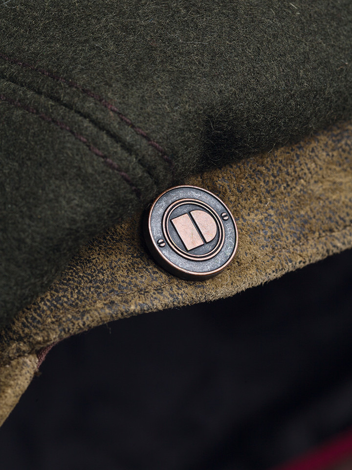 Detail of Pine Leather Peak Baker Boy Cap