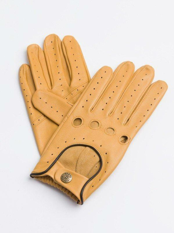 Men's Yellow Dents Leather Driving Gloves