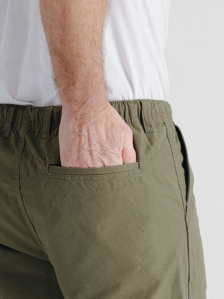 Men's Green Olive Drawstring Khaki Waist Trousers Rear Pocket