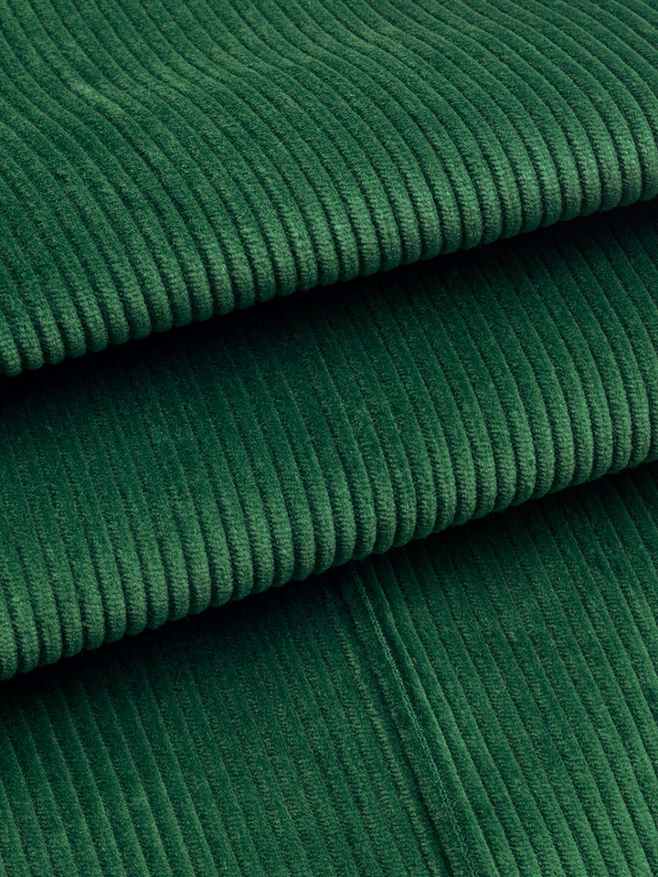 Men's Emerald Green Flat Front Corduroy Trousers 8 Wale