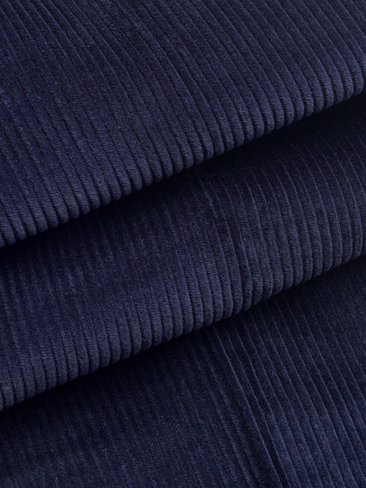 Men's Navy Blue Flat Front Corduroy Trousers 8 wale