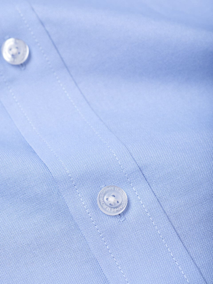 Men's Blue Cotton Oxford Shirt Fabric Close Up