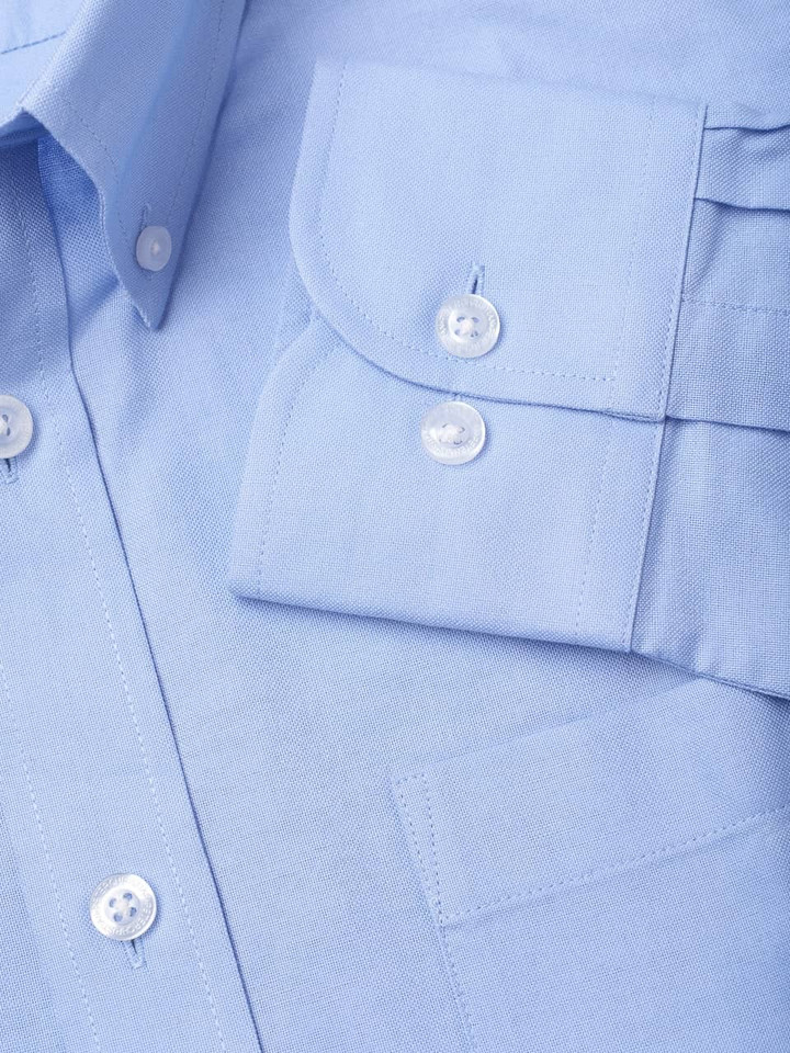 Men's Blue Cotton Oxford Shirt Cuff