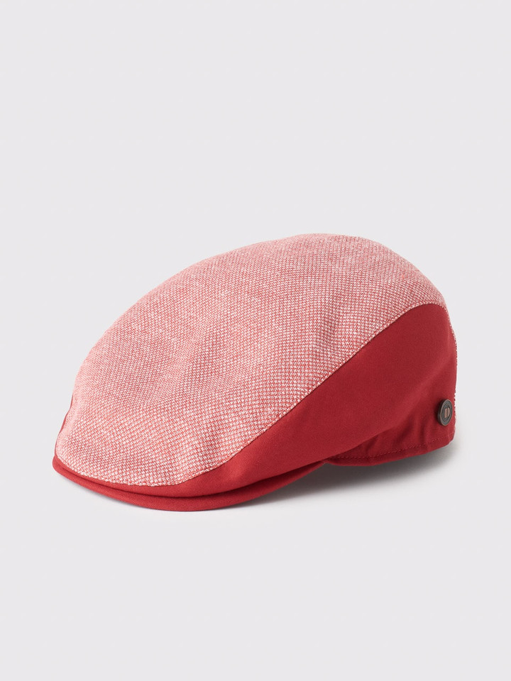 Men's Red Cotton & Linen Flat Cap