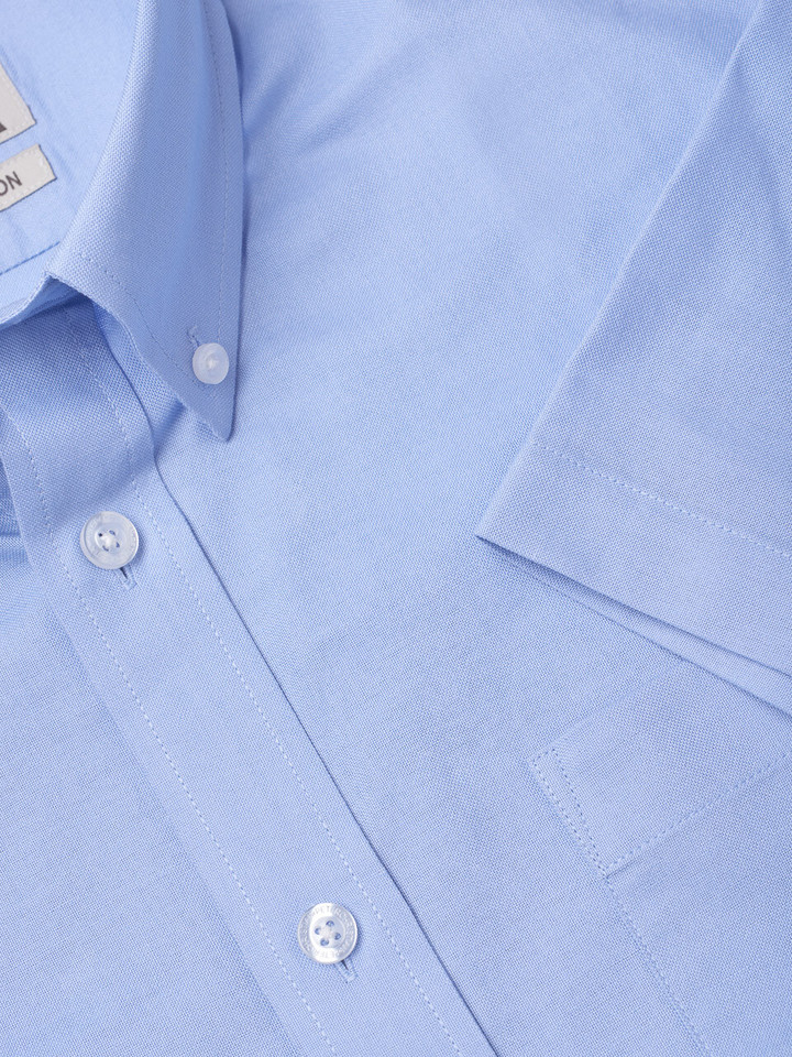 Men's Blue Cotton Short Sleeve Cuff