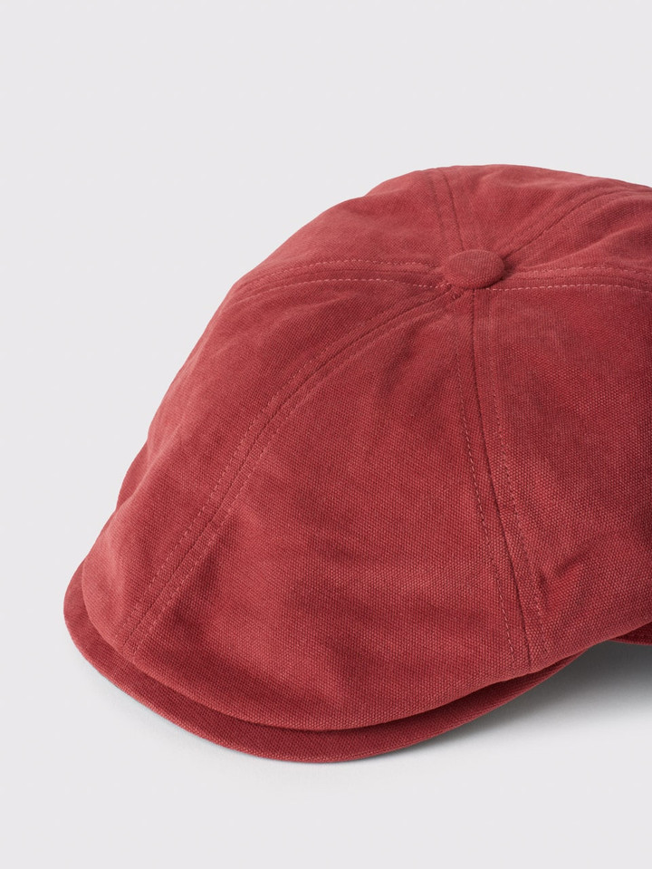Men's Red & Green Canvas Cap Peak