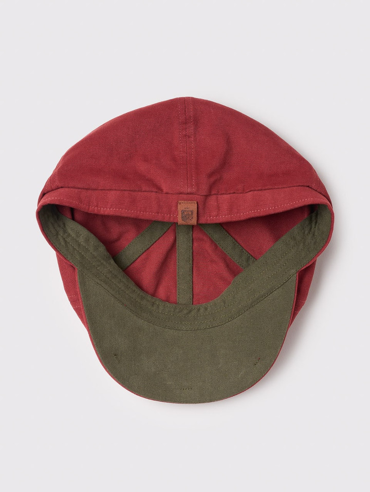 Men's Red & Green Canvas Cap Inside