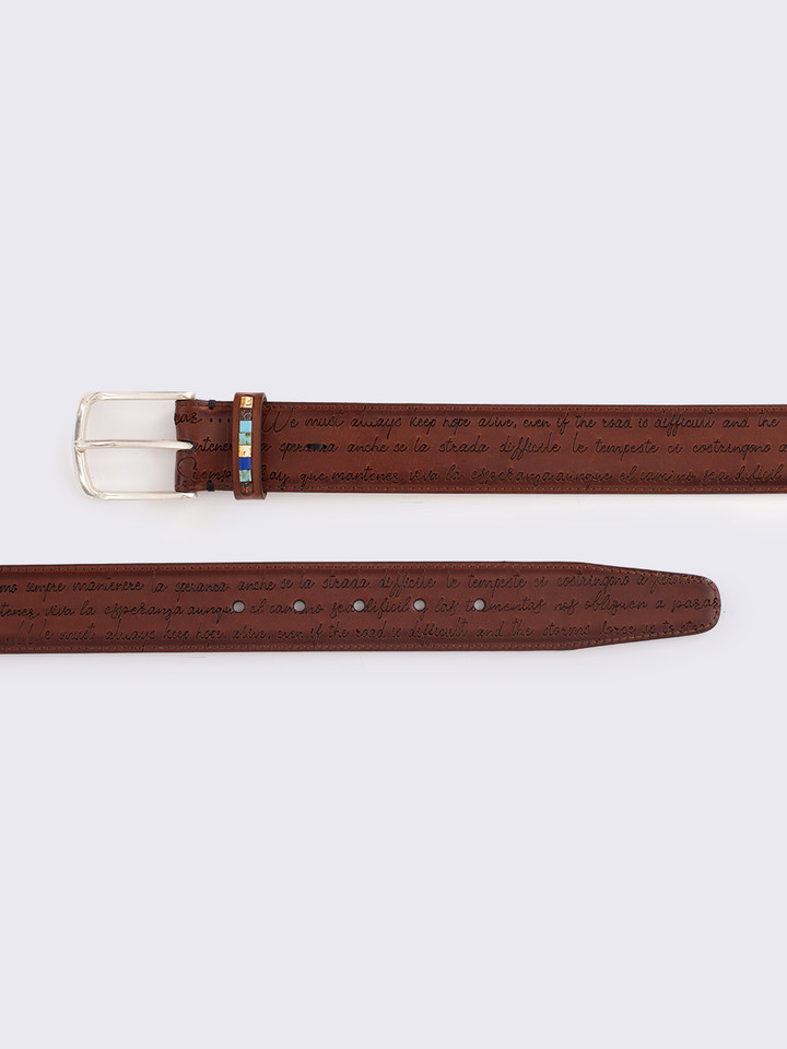 Handmade  Leather Script Belt Metal Buckle