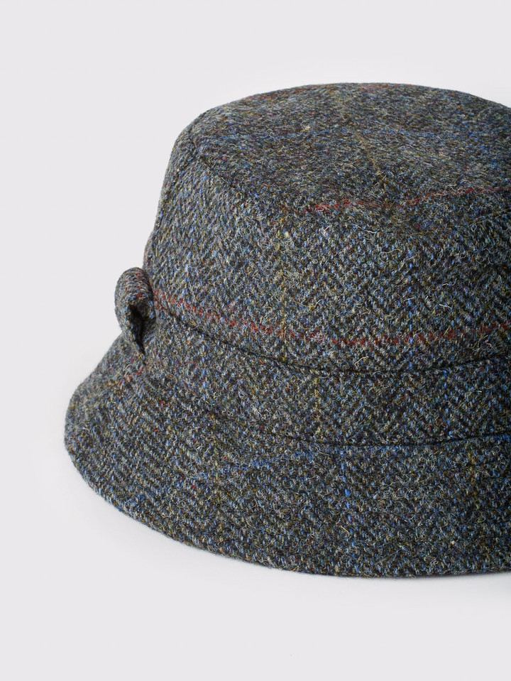 Blue Harris Tweed® Roll Up Hat Peak