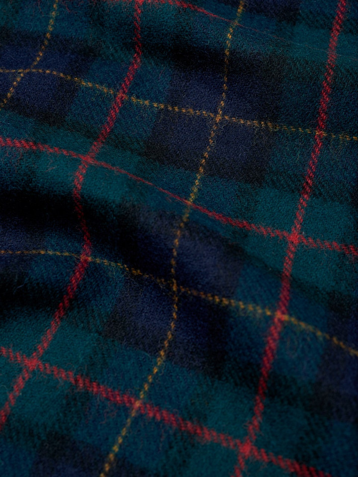 Navy Checked 100% Lambswool Scarf fabric