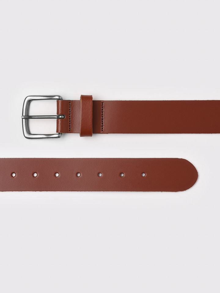 Men's Tan Leather Jeans Belt Buckle
