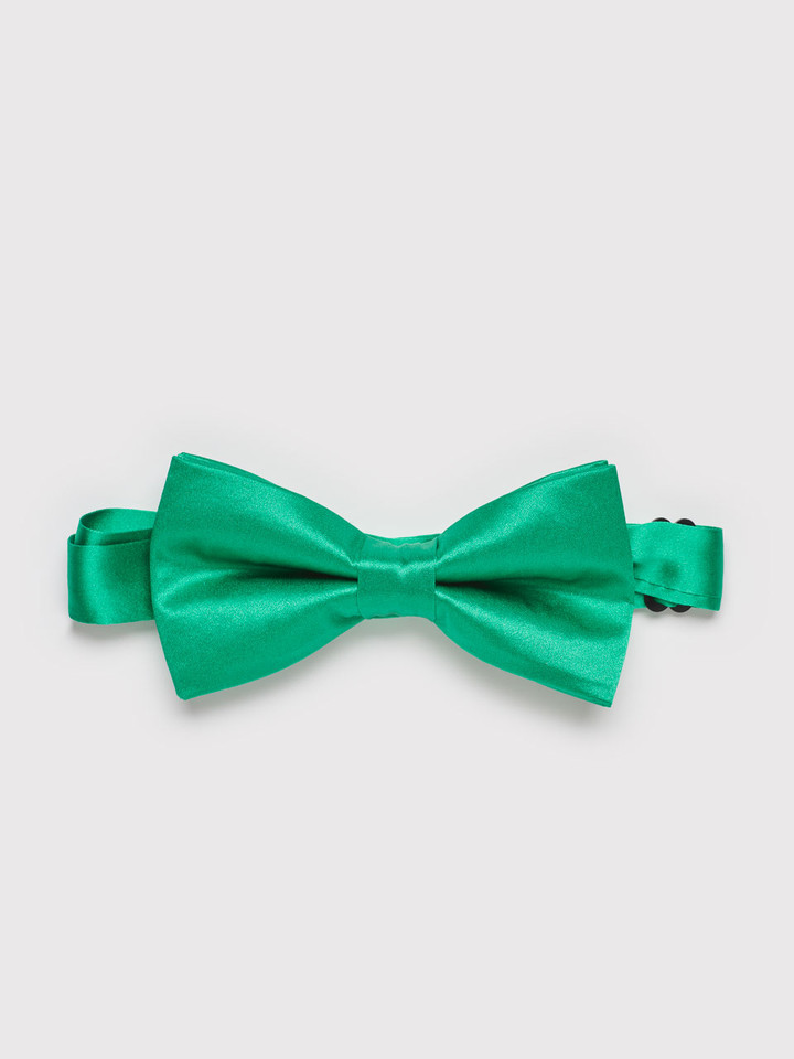 Men's Green Plain Silk Bow Tie
