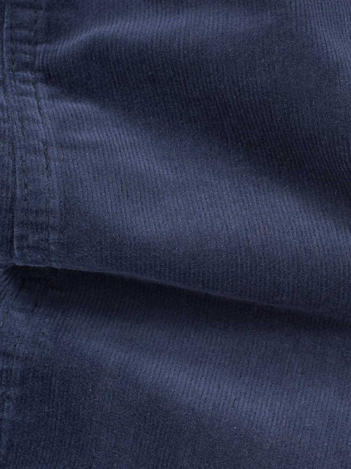 Navy Blue Fine Needlecord Corduroy Fabric Close Up