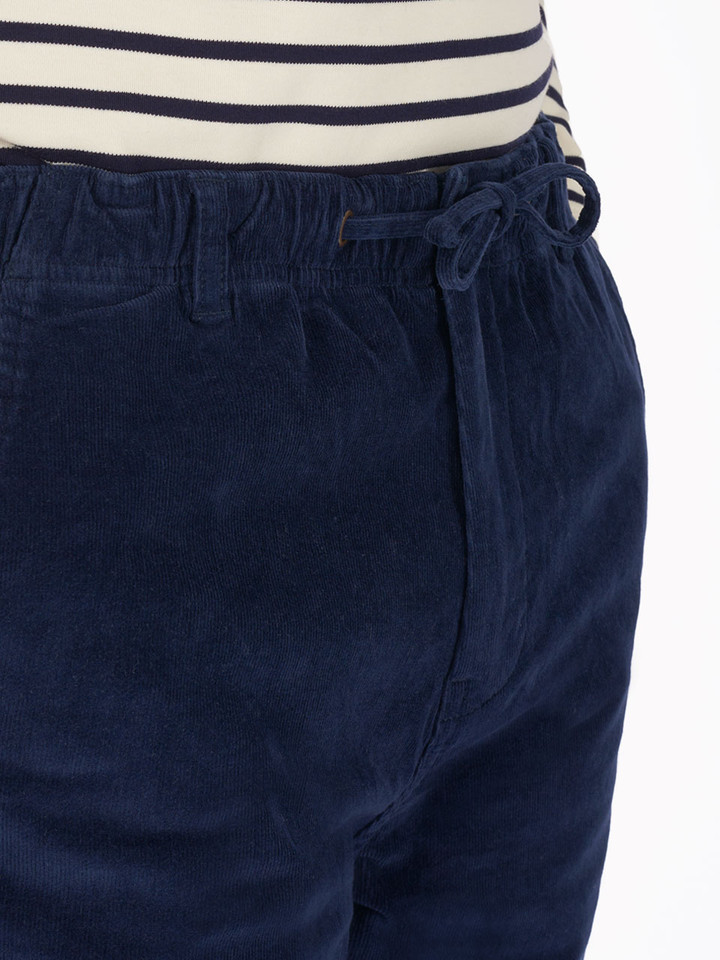 Navy Blue Fine Needlecord Corduroy Drawstring