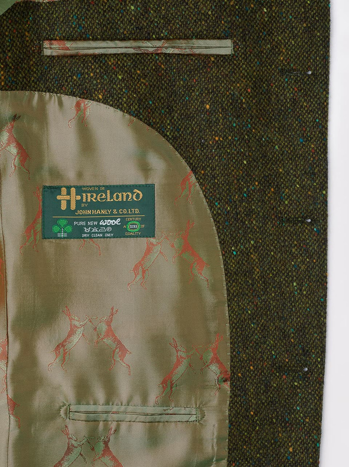 Men's Green Donegal Tweed Suit Jacket Label