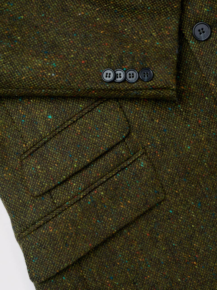 Men's Green Donegal Tweed Suit Jacket Pocket