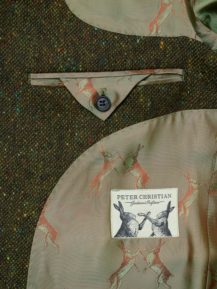 Men's Green Donegal Tweed Suit Jacket Lining