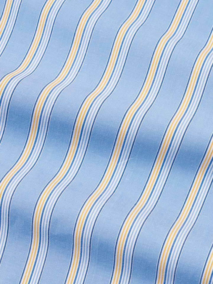 Men's Blue & Gold Striped Cotton Nightshirt Fabric