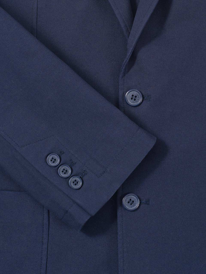 Men's Navy Blue Cotton Canvas Blazer Cuff
