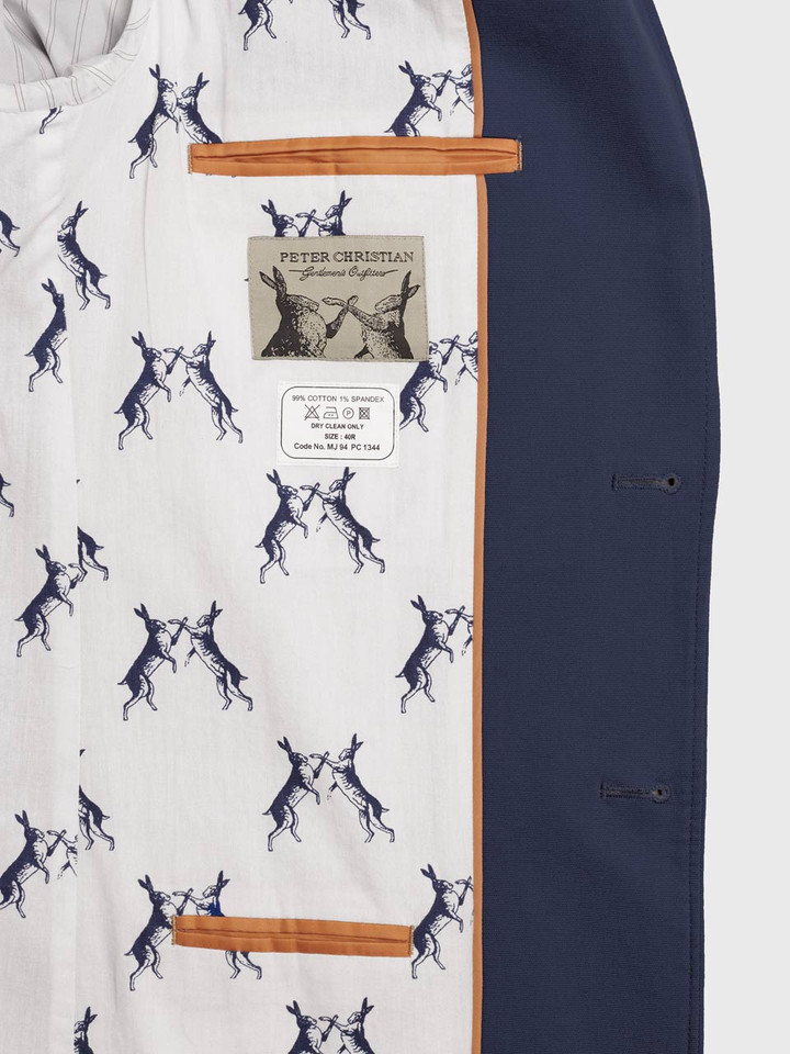 Men's Navy Blue Cotton Canvas Blazer Lining