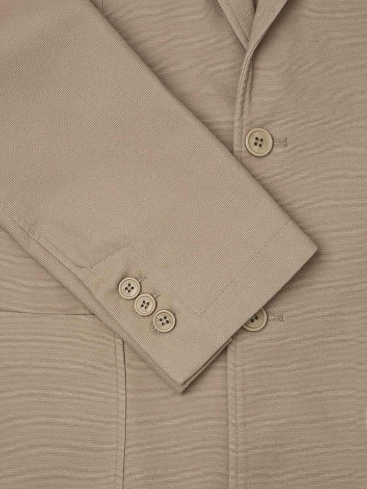 Men's Sand Beige Cotton Canvas Blazer Cuff