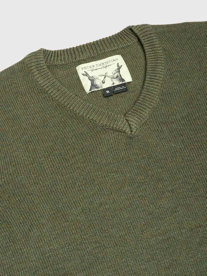 Men's Green Seawool V-Neck