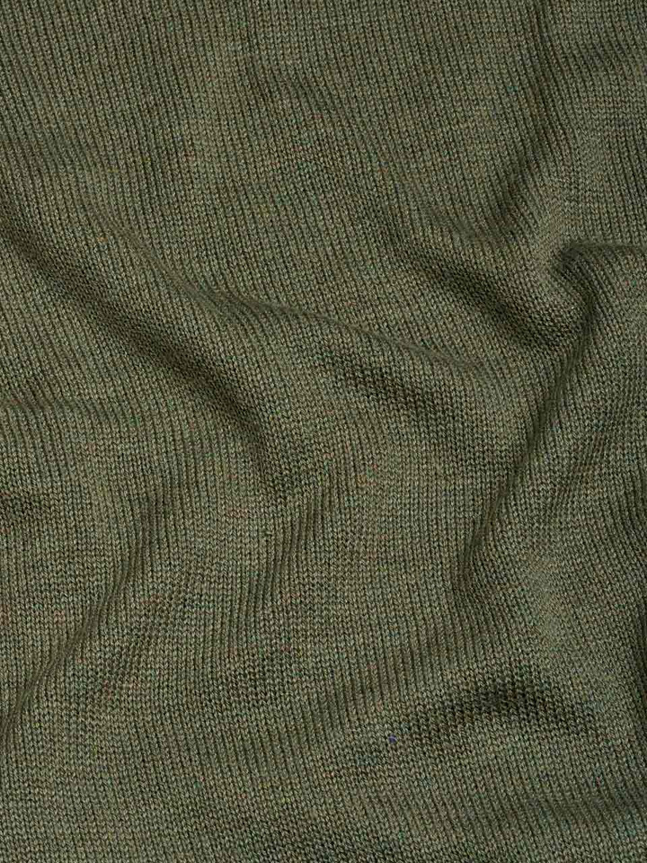 Men's Green Seawool V-Neck Pullover Fabric Close Up