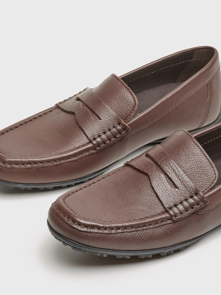Men's Brown Geox Plus-Grip Leather Loafers