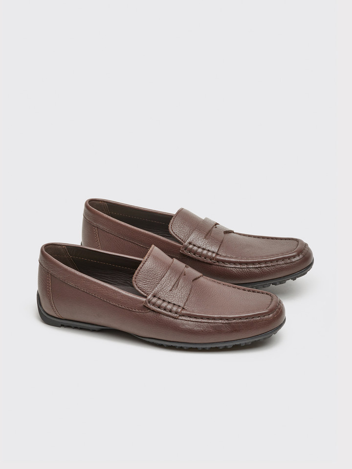 Men's Brown Geox Plus-Grip Leather Loafers
