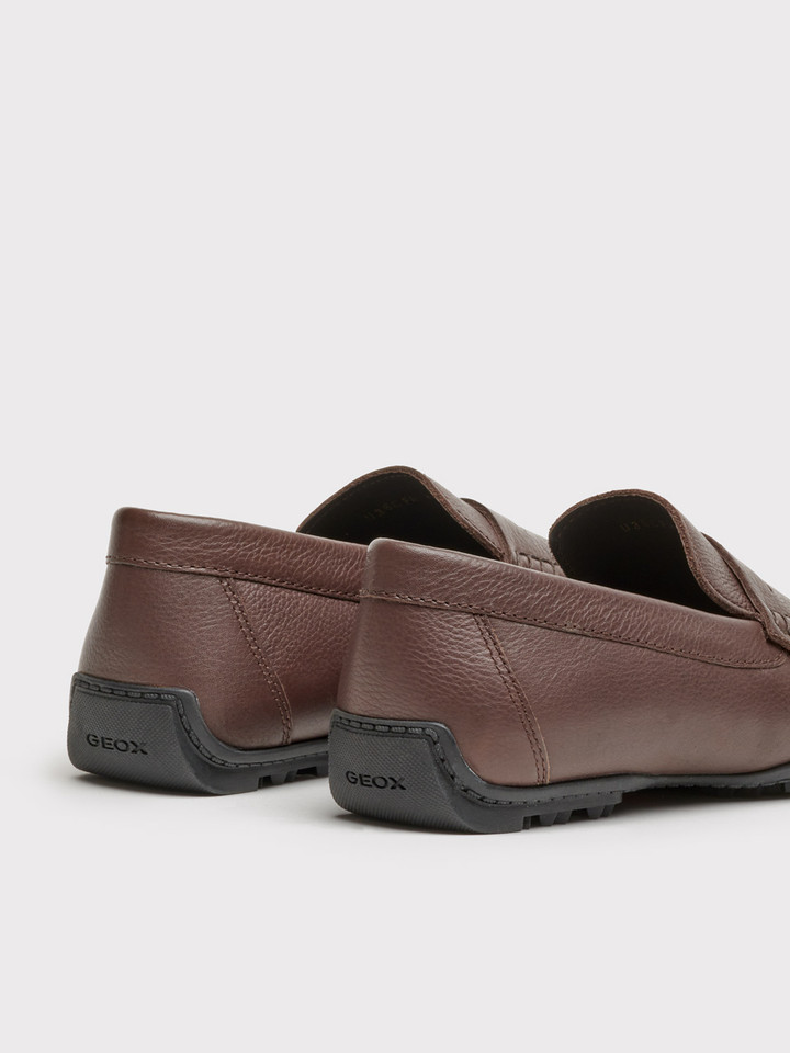Men's Brown Geox Plus-Grip Leather Loafers