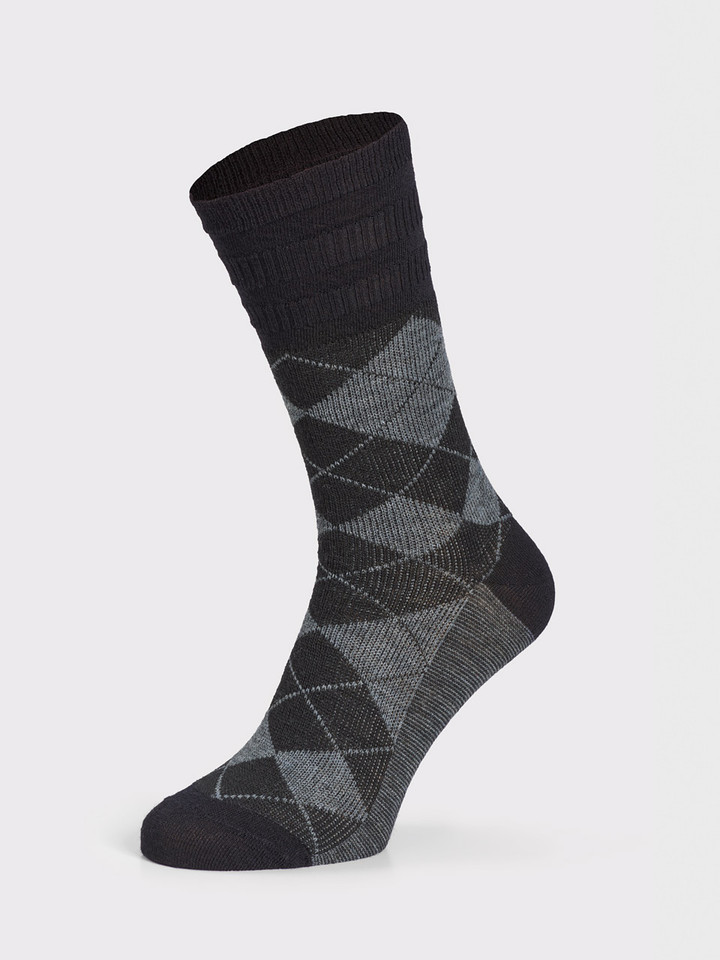 Black HJ Softop® Argyle Wool Rich Socks