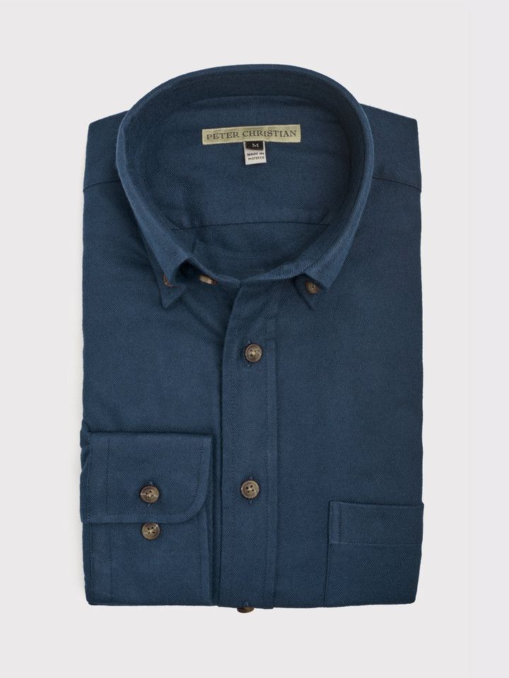 Blue Brushed Cotton Shirt