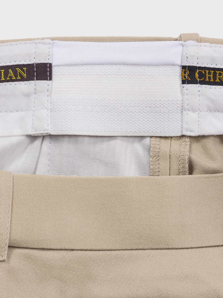 Men's Sand Beige Cotton Flat Front Chinos Expanding Comfort Waistband