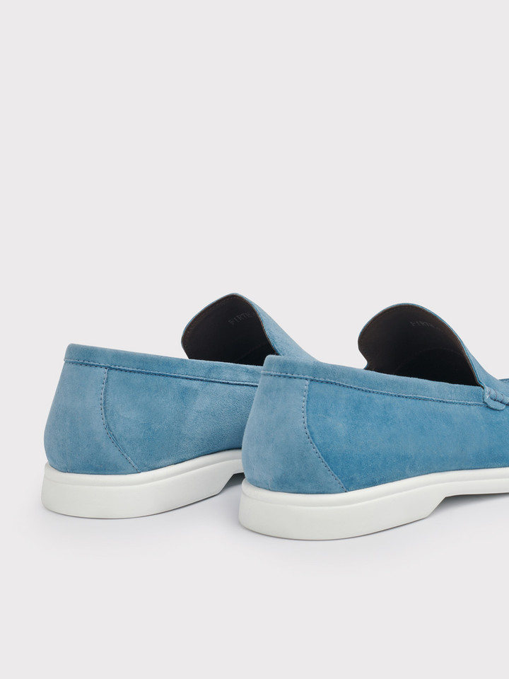 Men's Blue Casual Suede Loafers Heels