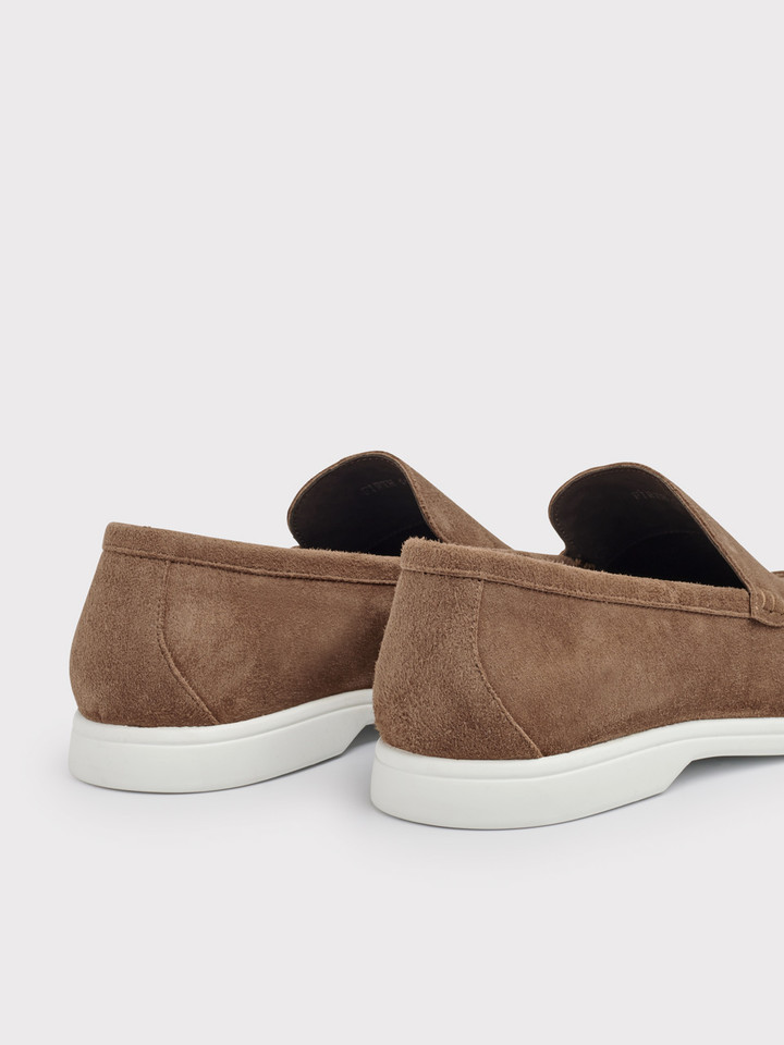 Men's Brown Casual Suede Loafers Heels