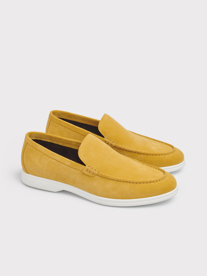 Men's Yellow Casual Suede Loafers