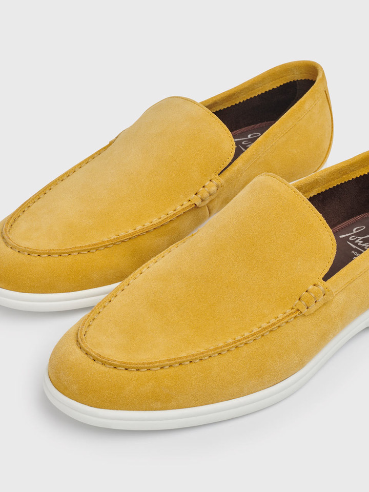 Men's Yellow Casual Suede Loafers Toe