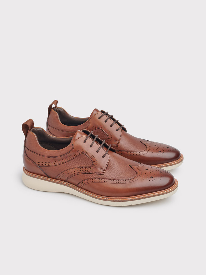 Men's Tan Leather Casual Brogue Trainers