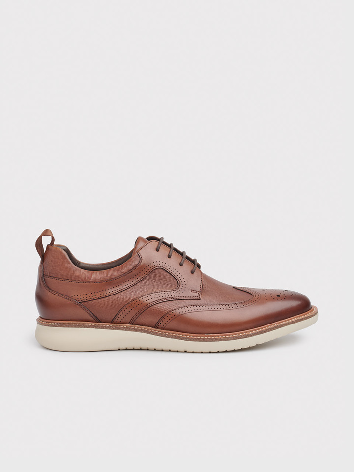 Men's Tan Leather Casual Brogue Trainers
