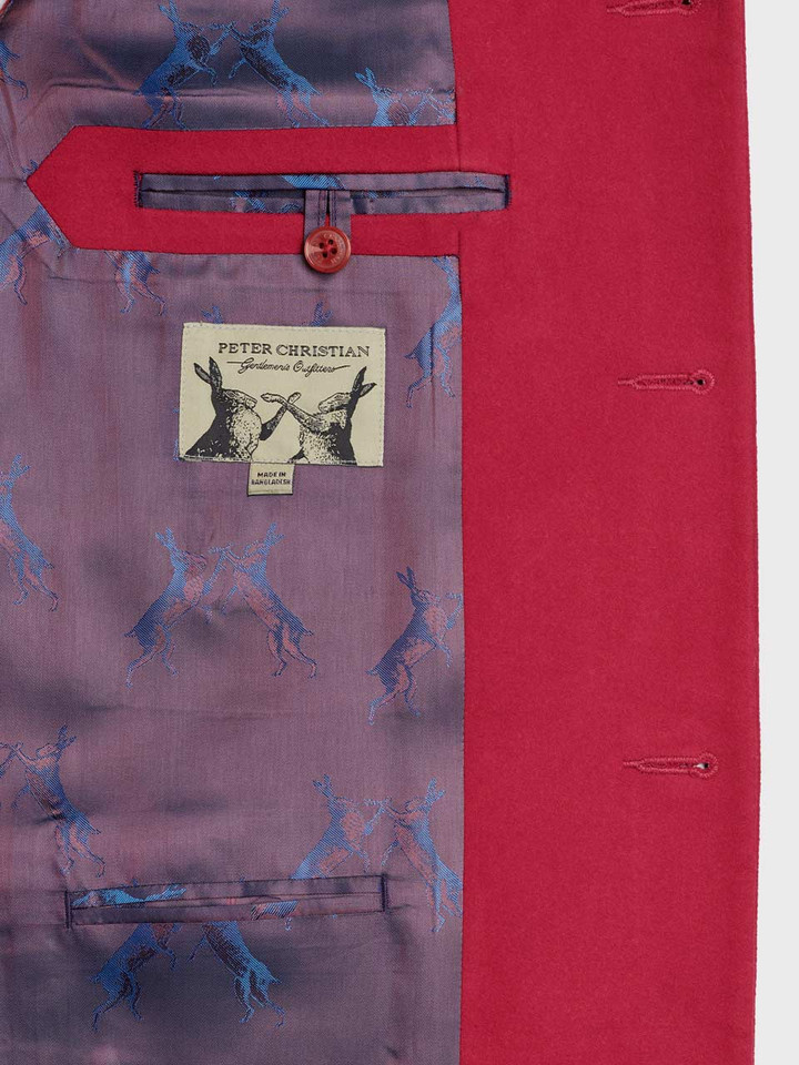 Moleskin Nehru Gilet Red Lining