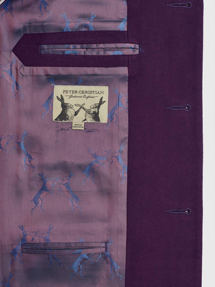 Moleskin Gilet Purple Lining