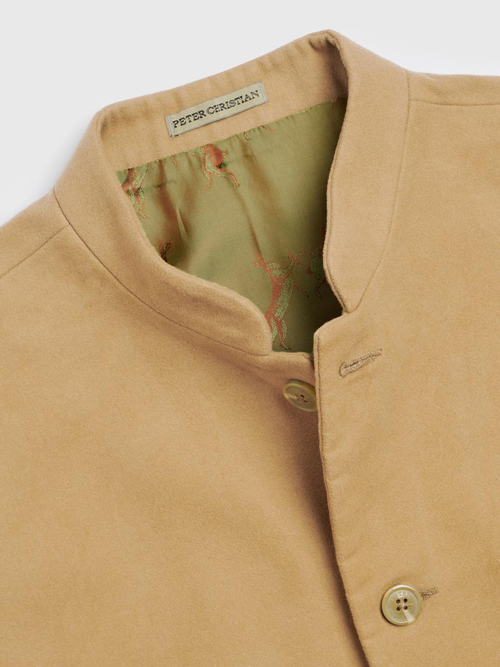 Moleskin Nehru Beige Gilet Collar