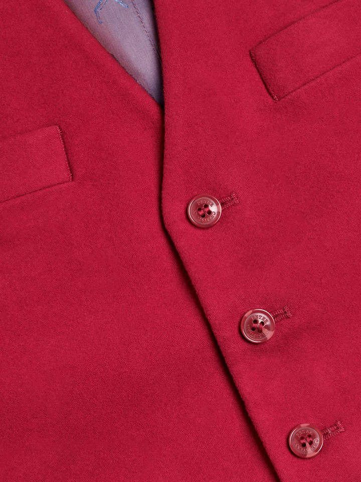 Moleskin Waistcoat Red Close Up