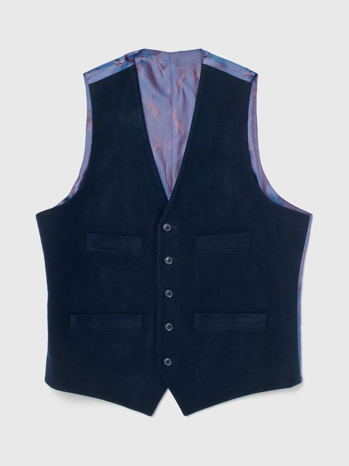 Moleskin Waistcoat Navy Front
