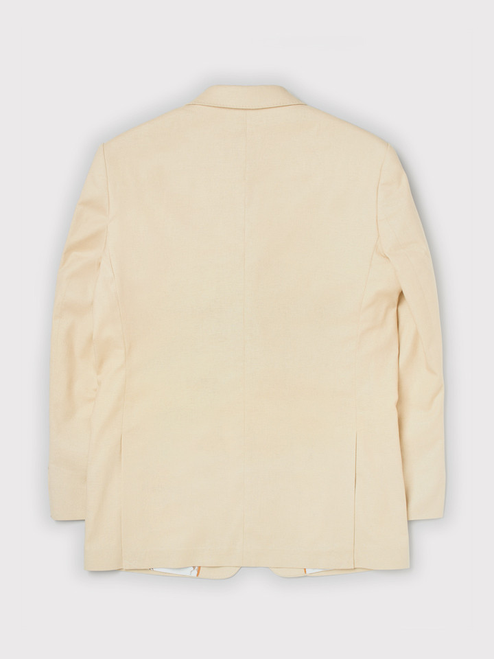 Stone Beige Linen and Cotton Suit Jacket Back