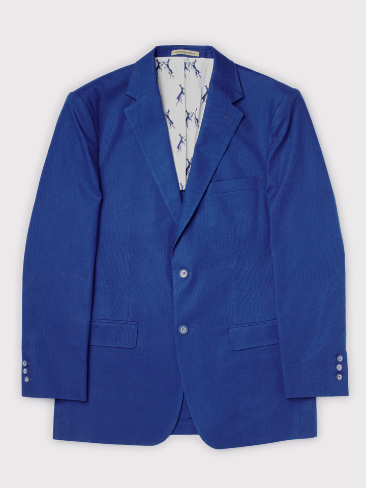 Blue Linen and Cotton Suit Jacket Front