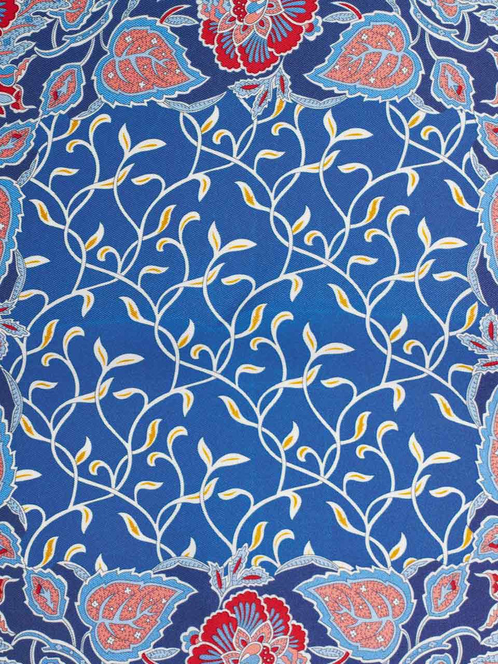 Men's Blue Floral Pocket Square Close Up