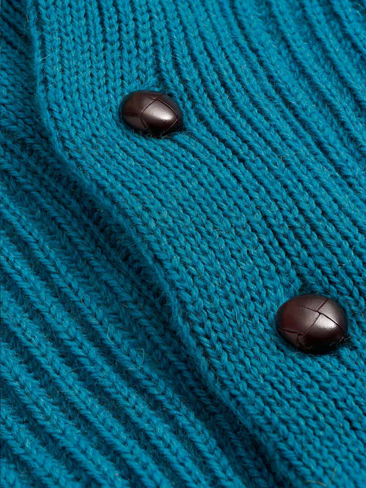 Kingfisher Shawl Neck Cardigan Knit Close Up